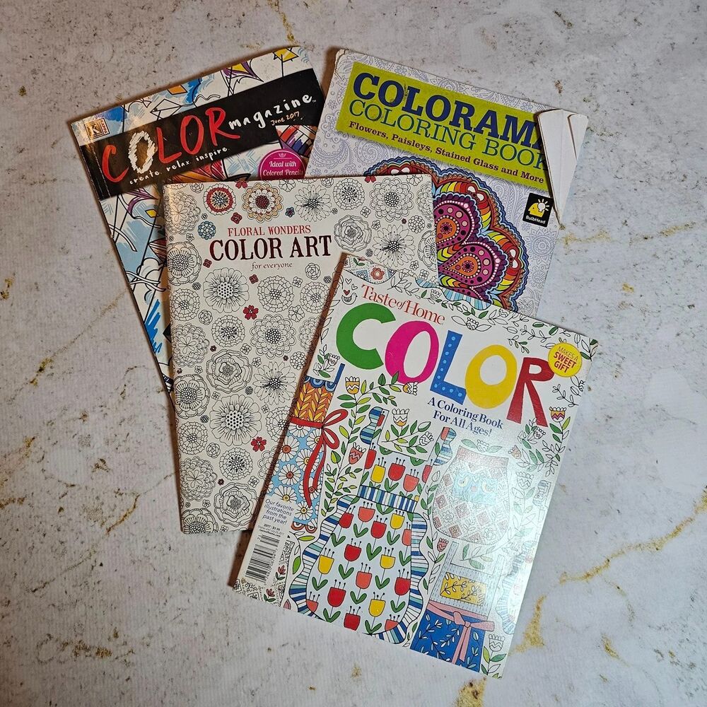 Adult Coloring Book Lot 4 Colorama Floral Wonders Taste of Home Gently Used
